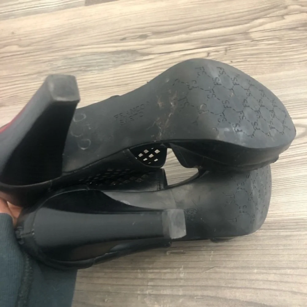 Franco‎ Sarto Diamond Laser Cut Ankle Black Heels